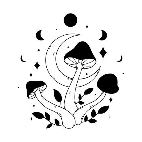 Mushroom Dream - Mushroom - T-Shirt | TeePublic Print Making Designs, Flash Tats, Mushroom Tattoo, Mushroom Tattoos, Linocut Printmaking, Circle Drawing, Zen Doodle Art, Hippie Painting, Rug Ideas