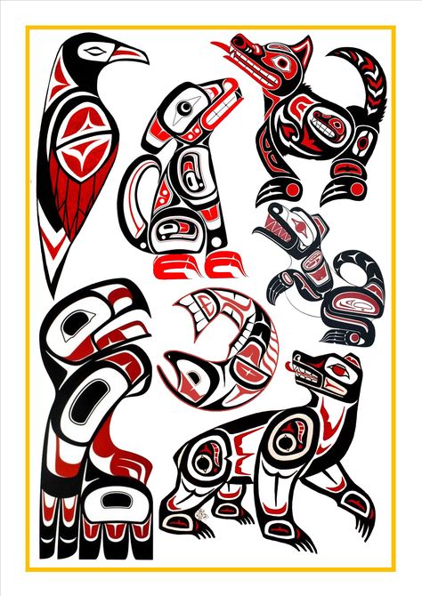 Haida Tatouage Haida, Haida Tattoo, Native Drawings, Arte Haida, Native American Totem, Alaska Art, Native American Tattoo, Native American Tattoos, Native Artwork