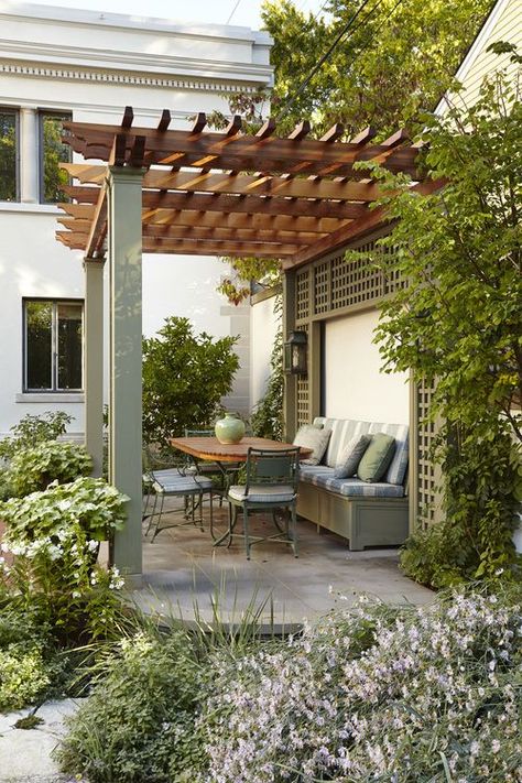 Idilli. Exterior Backyard, Pergola Modern, Garden Pergolas, Plant Palette, Front Yard Patio, Pagoda Garden, Modern Pergola, Front Courtyard, Pergola Design