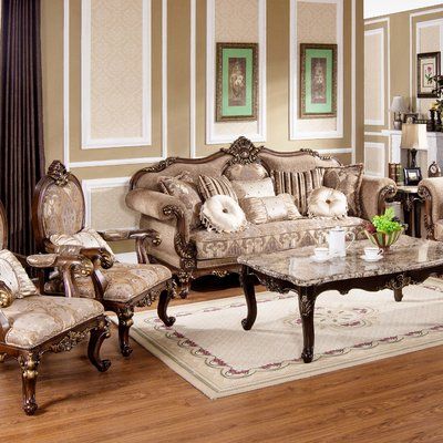 Astoria Grand Demetrius 2 Piece Living Room Set European Furniture Living Rooms, Antique Style Sofa, Formal Living Room Furniture, Traditional Upholstery, Traditional Living Room Furniture, Classic Furniture Living Room, Furnitur Ruang Keluarga, 3 Piece Living Room Set, Victorian Living Room