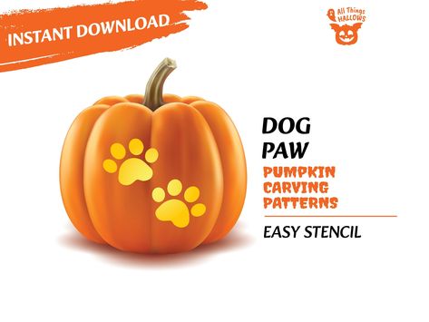 DOG PAW Pumpkin Carving Stencil Template Patterns Ideas 2024 | Dog Pumpkin Carving Design Ideas | Dog Paw Stencil for Dog Lovers/Owners Dog Pumpkin Stencil, Cute Pumpkin Carving Stencils, Dog Paw Stencil, Dog Pumpkin Carving, Halloween Carving Ideas, Easy Pumpkin Carving Patterns, Pumpkin Etching, Paw Pumpkin, Paw Stencil