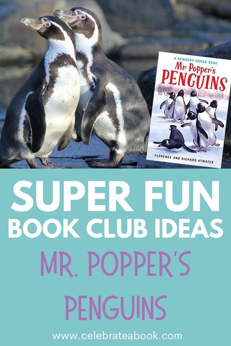 Mr Poppers Penguins, Mr Popper, Book Club Ideas, Book Club Activities, Penguin Activities, Club Activities, Penguin Theme, Summer Book Club, Kids Book Club