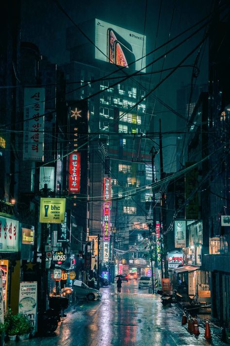 My Favorite Neon Photos Of Seoul Asian City, Art Cyberpunk, New Retro Wave, Cyberpunk Aesthetic, Cyberpunk City, Arte Cyberpunk, Suwon, Japan Aesthetic, Aesthetic Japan