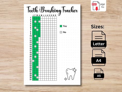 Brushing Teeth Tracker, Trackers Ideas, Letter Journal, Teeth Brushing, Journal Ideas Templates, Brush Teeth, Bullet Journal Ideas Templates, 2025 Year, Bullet Journal Writing