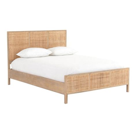 Estimated Ship Date: Mid/Late September Natural mango frames inset woven cane, for a light, textural look with fresh organic allure. Two-panel head and footboards add a detail-rich touch. Dimensions: Twin: W:42.50" x D:79.00" x H:46.50" Queen: W:62.25" x D:83.00" x H:46.50" King: W:78.25" x D:83.00" x H:46.50" Colours: Beach Bedrooms, Wooden Bedroom Furniture, Cane Bed, Sixpack Workout, Wooden Bedroom, Adjustable Mattress, Mcgee & Co, Salalah, Vacation House