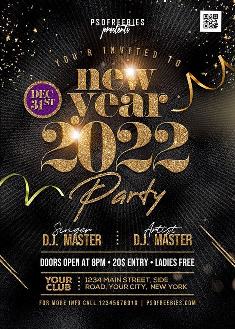 Happy New Year 2022 Party Flyer PSD – PSDFreebies.com New Year Flyer Background, Happy New Year Flyer Design, New Year's Eve Flyer, New Year Party Flyer, New Year Flyer, Happy New Year 2022, Instagram Template Design, New Year 2022, New Year Party