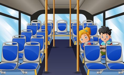 Inside The Bus, Vector Bus, School Bus Pictures, Bus Illustration, Seat Bus, Bus Seat, Bus Drawing, Travel Bus, Bus Cartoon