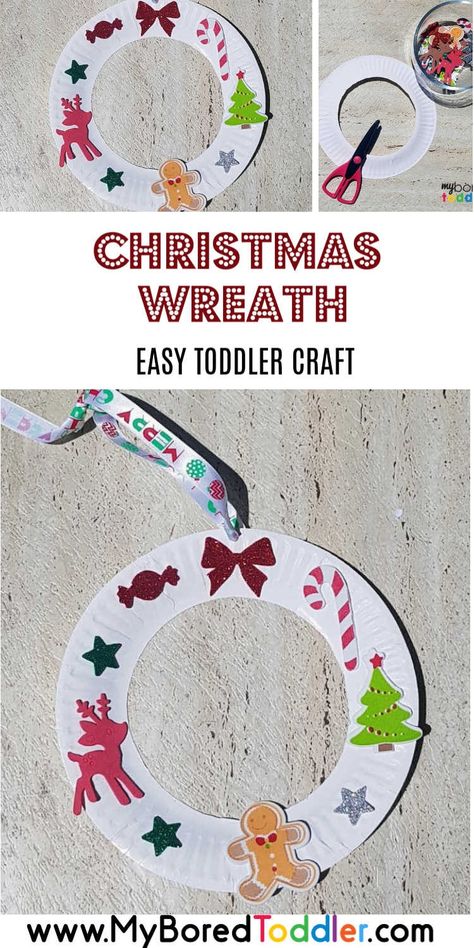 Toddler Christmas Craft, Toddler Christmas Books, Christmas Activities For Toddlers, Craft For Toddlers, Easy Toddler Crafts, Christmas Crafts For Toddlers, Easy Christmas Wreaths, Easy Toddler, Christmas Crafting