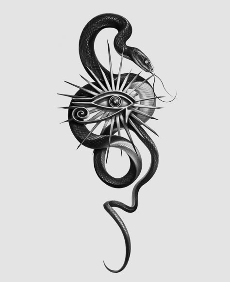 Dragon Tattoo Art, African Tattoo, Serpent Tattoo, Snake Drawing, Statue Tattoo, Egypt Tattoo, Stylish Tattoo, Snake Tattoo Design, Eye Logo