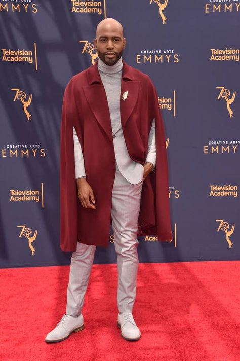 Brown Outfits Men, Karamo Brown, Emmy Red Carpet, Jonathan Van Ness, Brown Outfits, Queer Eye, Fab Five, Cape Designs, Semi Casual