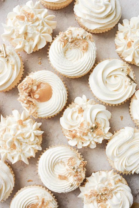 Lemon Cupcakes - Curly Girl Kitchen Cupcake Styling Photography, Cupcake Cakes For Weddings, White Fall Cupcakes, Country Chic Cupcakes, Wedding Theme Cupcakes, Wedding Cupcake Frosting Designs, Cream Color Cupcakes, Lemon Cupcakes Decoration, Lemon Wedding Cupcakes