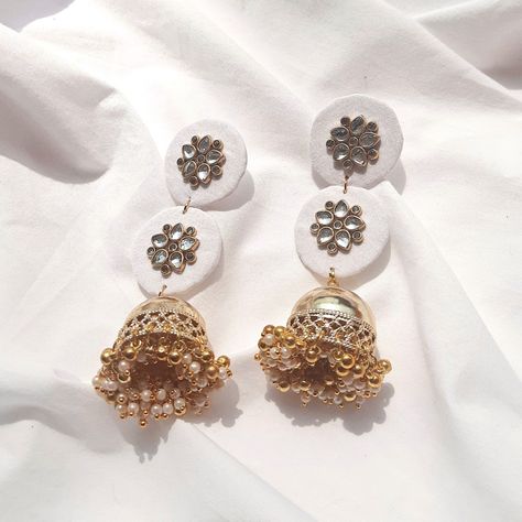 #earringslover #earringshop #jewellerydesign #jewelry #fabricearrings #fabric #jhumkas #jhumkalover #kundanjewellery #kundanjhumka #handmade #handcraftedjewelry #weddingfashion #weddingstyle #traditional #indianwear #smallbusiness #shopsmall Fabric Jhumka Earrings, Handmade Fabric Jewellery, Jewellery For Wedding, Flower Jewelry Designs, Earrings Fabric, Diy Jewellery Designs, Diy Fabric Jewellery, Fabric Jewellery, Indian Bridal Jewelry Sets