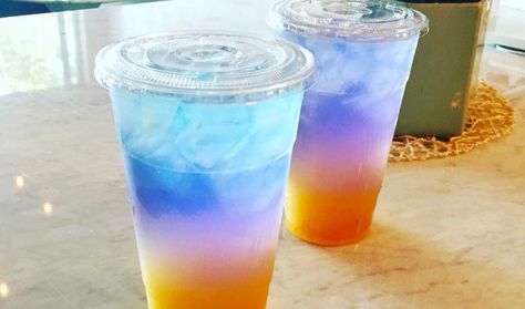 This Orange Yuzu Rainbow Tea Is Making The Internet Thirsty Loaded Tea At Home, Rainbow Drinks, Energy Tea Recipes, Herbalife Shake Recipes, Tea At Home, Loaded Tea, Nutrition Club, Herbalife Recipes, Herbalife Shake