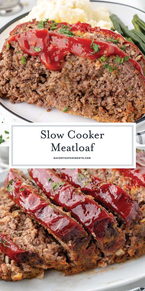 This delicious Slow Cooker Meatloaf is moist and tender with an irresistible sweet and tangy sauce -- and it couldn't be easier to make! Recipes Meatloaf, Crockpot Meatloaf Recipes, Crockpot Meatloaf, Slow Cooker Corned Beef, Slow Cooker Meatloaf, How To Cook Meatloaf, Classic Meatloaf Recipe, Classic Meatloaf, Frugal Recipes