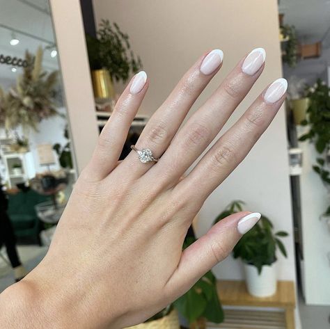 Wedding Nails - Modern French Manicure White French Tip Wedding Nails, Modern White French Tip Nails, French Manicure Modern, French Manicure Oval Nails, French Manicure Wedding Nails, Wedding French Manicure, Bridal French Manicure, Bridal Nails French Tip, Wedding Nails French Tip