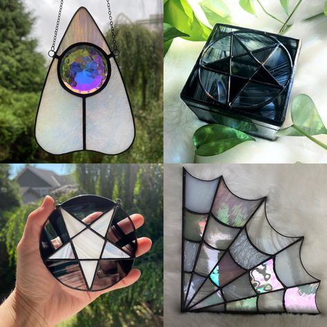 The Glass Witch Studio Goth Glamour, Altar Space, Dark Decor, Making Stained Glass, Stained Glass Suncatchers, Sea Witch, Dog Paw Print, Stained Glass Projects, Instagram Page