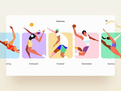 Olympic Sports Website by Daniel Tan on Dribbble การออกแบบ Ui Ux, Presentation Slides Design, Sports Website, Power Points, Design Websites, Sport Illustration, Olympic Sports, Tokyo 2020, Web Layout