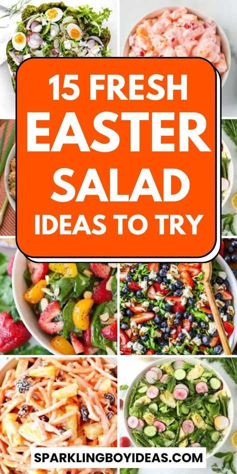 15 Easy Easter Salad 18 Easter Side Salads, Best Salad Dressings, Easter Lunch Menu, Easter Salads, Easter Dinner Side Dishes, Easter Sunday Dinner, Unique Salad Recipes, Easter Dinner Sides, Easter Salad Recipes