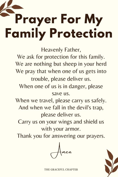 Prayer for Family Protection - prayers for your family Good Night Prayers For My Family, Declaration For The Protection Of My Family, Declarations For The Protection Of My Family, Pray For Protection Families, Pray For Family Healing, Prayers For My Family Protection, Prayers For My Family Quotes, Prayer To Protect My Family From Evil, Prayers To Protect My Family