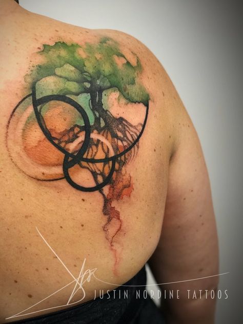 Watercolor Tattoo Tree, Watercolor Tattoo Artists, Tattoos Watercolor, Tree Tattoos, Tree Tattoo Designs, Watercolor Tattoos, Disney Tattoo, Healing Tattoo, Spiritual Tattoos