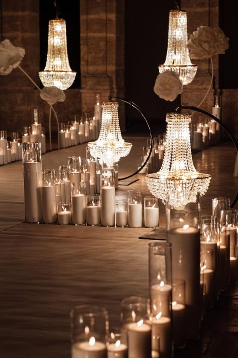 lafederica | The Lane Flower Pathway, Sweetheart Table Candles, Wedding Arab, Chandelier Wedding Decor, Wedding Cermony, Gala Decorations, Midnight Masquerade, Candles Wedding, Wedding Chandelier