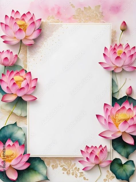 Lotus Border Design, Blank Wedding Invitation Templates, Bottle Paint, Lotus Designs, Indian Invitation Cards, Digital Wedding Invitations Design, Wedding Card Design Indian, Indian Wedding Invitation Card Design, Card With Flowers