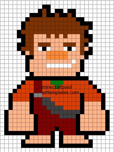 Wreck it Ralph fuse beads pattern Minecraft Pixel Art Templates, Disney Chibi, Minecraft Building Ideas, Disney Quilt, Modele Pixel Art, Art Pixel, Fuse Bead Patterns, Pixel Art Templates, Perler Art