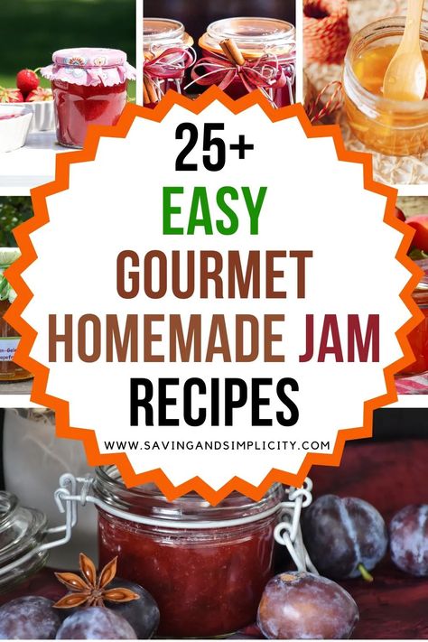 It's time to elevate your homemade jam with 25+ amazing easy to make gourmet jam recipes. Including bacon jam, Christmas jam & more. Have you tried fig jam or strawberry jalapeno.  Served with homemade crackers or added to a charcuterie tray. Easy recipes, homemade gifts, handmade recipes. How To Can Jam, Homemade Jams And Jellies Recipes, Homemade Jam Gift, Recipes Using Jam, Easy Jam Recipes, Recipe Using Jam, Jams And Jelly Recipes, Spiced Peach Jam, Homemade Jam Recipes