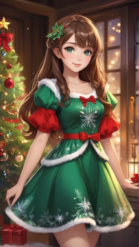 Christmas Outfit Drawing Reference, Christmas Fantasy Outfit, Christmas Outfit Drawings, Manga Christmas, Christmas Fancy Dress, Trendy Christmas Outfits, Christmas Bunny, Santa Costume, Anime Christmas