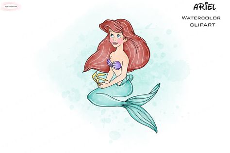 Ariel Clipart, Ariel Watercolor, Princess Watercolor, Minnie Mouse Clipart, Mermaid Png, Mermaid Watercolor, Princess Clipart, All The Princesses, Invitation Layout