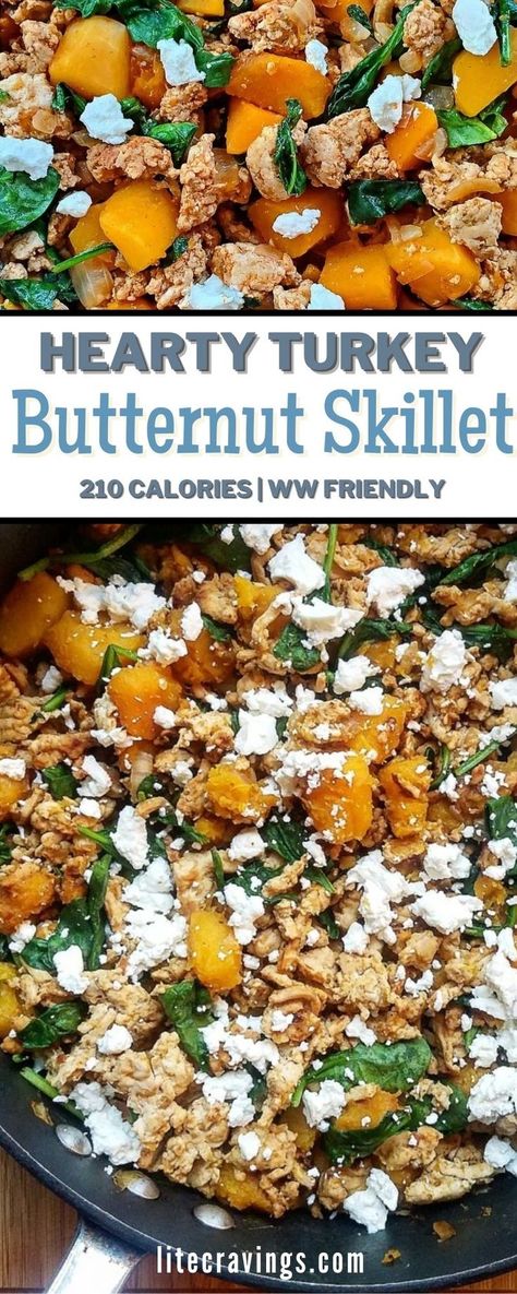 Butternut Squash Skillet, Butternut Squash Dinner, Butternut Squash Recipes Healthy, Ground Turkey Casserole, Butternut Squash Casserole, Turkey Spices, Healthy Butternut Squash, Ground Turkey Recipes Healthy, Healthy Ground Turkey