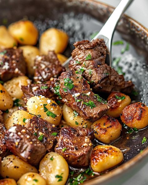 Dive into the rich flavors of our Tuscan-Inspired Seared Steak and Parmesan Gnocchi tonight! Perfect for a comforting dinner. Visit website for full recipe at https://northeastnosh.com/f/seared-steak-gnocchi-skillet #northeastnosh #gnocchi #pasta #steak #steaklovers #steakbites #steakandgnocchi #homecooking #homecooked #beefrecipes #steakrecipes #recipes Steak And Gnocchi Recipes, Steak Gnocchi, Steak And Gnocchi, Parmesan Gnocchi, Gnocchi Pasta, Comforting Dinner, Seared Steak, Tuscan Inspired, Gnocchi Recipes