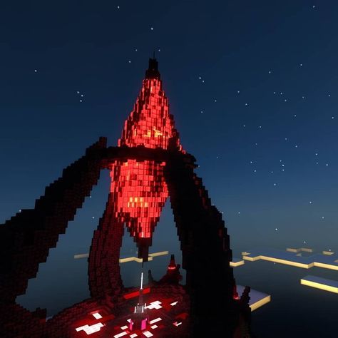 Ender Dragon Minecraft Build, Minecraft Floating Crystal, Minecraft Lava Castle, Minecraft Evil Build, Minecraft Lava Builds, Evil Minecraft Builds, Beacon Ideas Minecraft, Mega Base Ideas Minecraft, Minecraft Dark Fantasy Builds