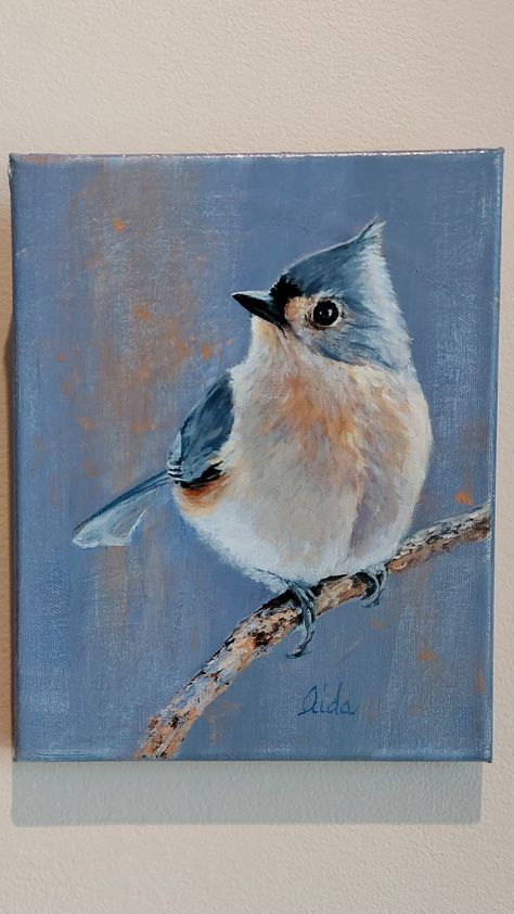 Birds Painting Acrylic Canvases, Painting Birds Acrylic, Easy Bird Painting Acrylics, Simple Bird Painting, Birds To Paint, Blue Bird Painting, Bird Art Painting, Bird Painting Diy, Bird Painting Acrylic