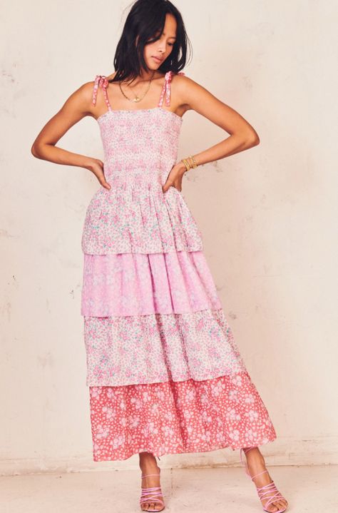 Must have summer dresses. #summerfashion #outfitidea #fashion Smocked Tiered Maxi Dress, Pink Maxi, Women Lifestyle, Tiered Maxi Dress, Beach Time, Southern Belle, Smock Dress, Tiered Dress, Floral Maxi Dress