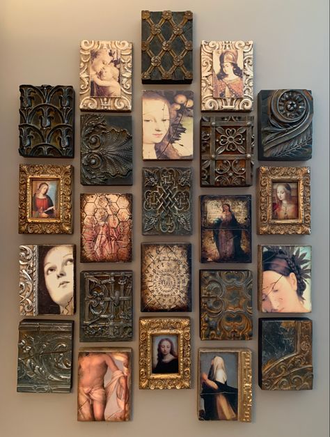 Memory Blocks, Ceramic Wall Art Tiles, Tile Artwork, Plaster Crafts, Art Tiles, Mixed Media Art Canvas, Mixed Media Crafts, Tile Wall Art, Iron Orchid Designs