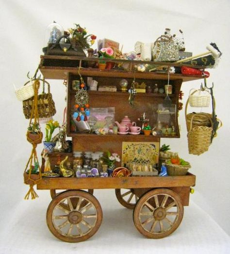 Miniature Wagon, Diy Doll Miniatures, Faeries Gardens, Flower Cart, Miniature Rooms, Market Stalls, Miniature Diy, Melbourne Victoria, Miniature Houses