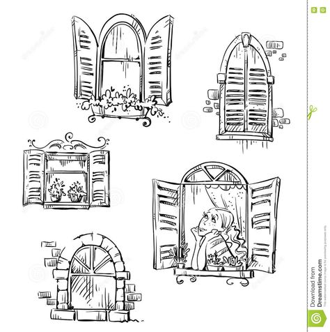 Windows Illustration, Window Illustration, Line Art Flowers, Window Drawing, Tweek Y Craig, Retro Sign, Detailed Drawings, Urban Sketching, Illustration Character Design