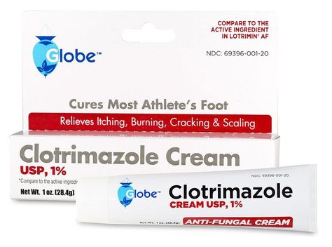 Globe Clotrimazole Antifungal Cream 1% (1 oz) Relieves The itching, Burning, Cracking and Scaling associated with fungal infe Fungal Rash, Skin Picking Disorder, Antifungal Cream, Bumpy Skin, Athletes Foot, Active Ingredient, The Globe, Globe, Acne