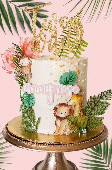 Two Wild Birthday Cake, Honeybee Cake, Wild Birthday Cake, Kids Birthday Cake Ideas, Zoo Birthday Cake, Two Wild Cakes, Cake With Pearls, Jungle Safari Cake, Jungle Birthday Cakes