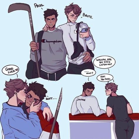 Ship Pictures, Haikyuu Volleyball, Volleyball Anime, Haikyuu Funny, Haikyuu Ships, Hockey Player, Haikyuu Manga, Haikyuu Characters, Haikyuu Fanart