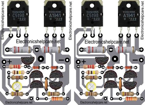 Amplifier circuit using 2sc5198 and 2sa1941 Electrical Engineering Books, Basic Electronic Circuits, Basic Electrical Wiring, Audio Ideas, Hifi Amplifier, Diy Amplifier, Electronic Circuit Design, Electrical Circuit Diagram, Speaker Box Design