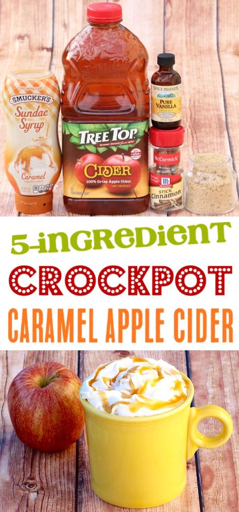 Crock Pot Caramel Apple Cider Recipe! {5 Ingredients} - The Frugal Girls Crock Pot Apple Cider Easy, Crockpot Caramel Apple, Cider Crockpot, Apple Cider Easy, Crock Pot Caramel, Crockpot Caramel, Holiday Cider, Recipe With Caramel, Crockpot Apple Cider