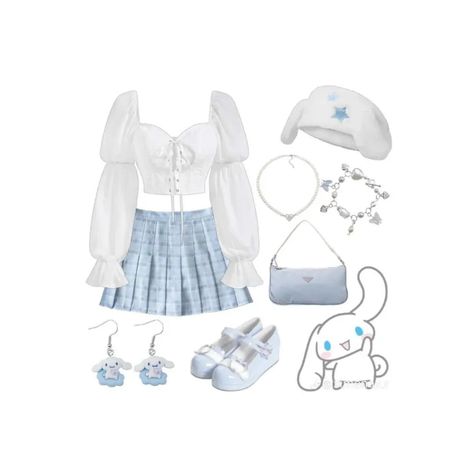 Which one suits your taste? ♡ follow @jeonrencia for more! 🧋 ✧₊˚. Blue Outfit Birthday, Cinnamon Outfit Sanrio, Cinnamon Roll Outfit, Cute Carnival Outfits, Light Blue Outfit Ideas, Cute Cinnamon Roll, Blue Outfit Aesthetic, Blue Y2k Outfit, Sanrio Products