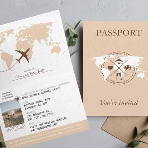 Boho Beige Passport Destination Wedding Invitation#Elegant #DIYWeddingInv #UniqueInvitations #WeddingInspo
#WeddingIdeas Wedding Boho Invitation, Wedding Destination Invitations, Destination Wedding Invitation Ideas, Destination Wedding Invites, Wedding Travel Invitation, Destination Wedding Engagement Party, Destination Wedding Save The Date Ideas, Passport Invitations Wedding, Wedding Invitations Passport