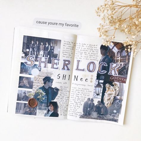 Shinee Sherlock, Kpop Journaling, Journal Headers, Bullet Journal Headers, Anime Journal, Kpop Journal, Bujo Ideas, Journal 3, Scrapbook Stuff