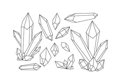 Download Free Crystals Shape Line Vector Vector Art. Choose from over a million free vectors, clipart graphics, vector art images, design templates, and illustrations created by artists worldwide! Crystal Cluster Drawing, Crystals Art Drawing, Crystal Illustration, Crystal Tattoo, Crystal Drawing, Crystal Shapes, Crystal Art, Bullet Journal Ideas Pages, Book Of Shadows