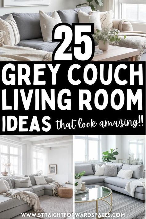 25 Stylish Grey Couch Living Room Ideas That Look Amazing Grey Couch Living Room Ideas, Gray Sectional Living Room, Living Room Inspiration Grey, Grey Living Room Ideas, Light Gray Couch, Couch Living Room Ideas, Gray Couch, Light Gray Sofas, Grey Sofa Living Room