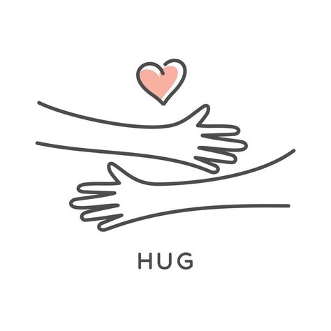 hug symbol. Hands hugs simple vector illustration with heart love symbol icon in line outline style vector design. Hands hugged over white vector illustration. Heart Hugging Itself, Hands Illustration Simple, Hug Outline, Hug Symbol, Free Hugs Sign, Hug Icon, Hug Hands, Hug Logo, Hands Hugging