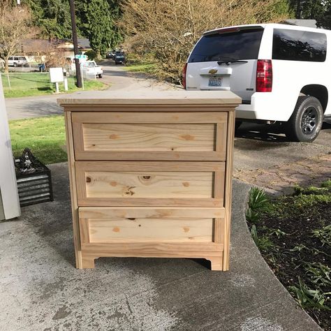 Tarva Dresser As Nightstand, Refinish Ikea Furniture, Hemnes Tall Dresser Hack, Ikea Rast Hack Nightstand, Diy Nightstands, Ikea Rast Nightstand, Ikea Rast Makeover, Shiplap Headboard, Ikea Rast Dresser